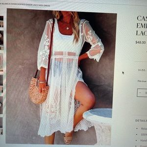 Embroidered sheer lace midi dress